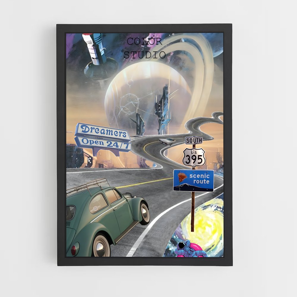 Poster Galactic Quest – affiche Espace rétro (vue 2)